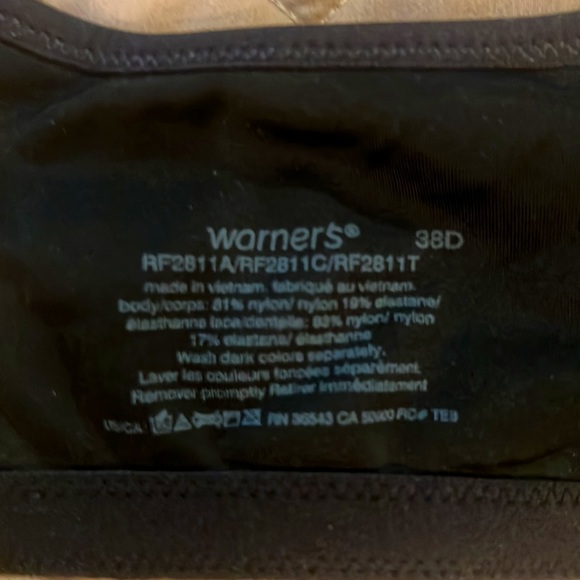 NWOT Warner’s RACERBACK black front closure bra 38D - Picture 5 of 5